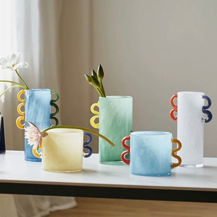 Handblown Whimsical Cylinder Vase - Eclectic Table Setting Centrepiece