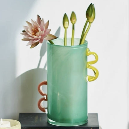 Handblown Whimsical Cylinder Vase - Eclectic Table Setting Centrepiece