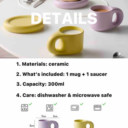 Handcrafted Bauhaus Ceramic Chubby Mugs