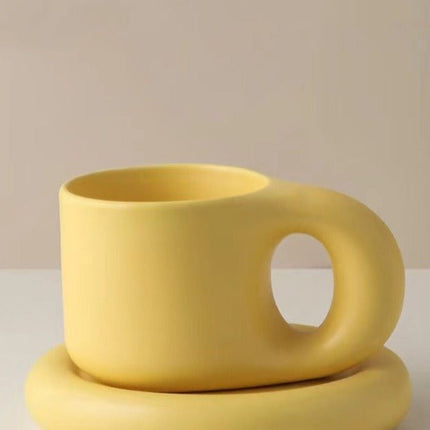 Handcrafted Bauhaus Ceramic Chubby Mugs