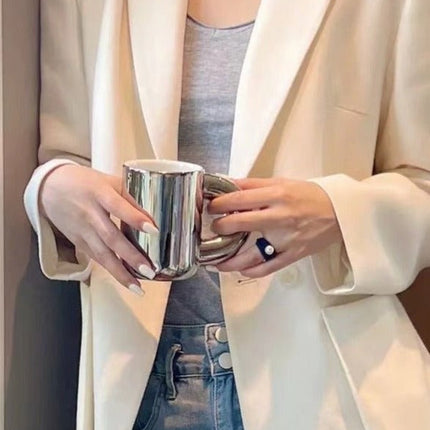 Handcrafted Ceramic Chubby Mugs with Big Twisted Handle - Unique