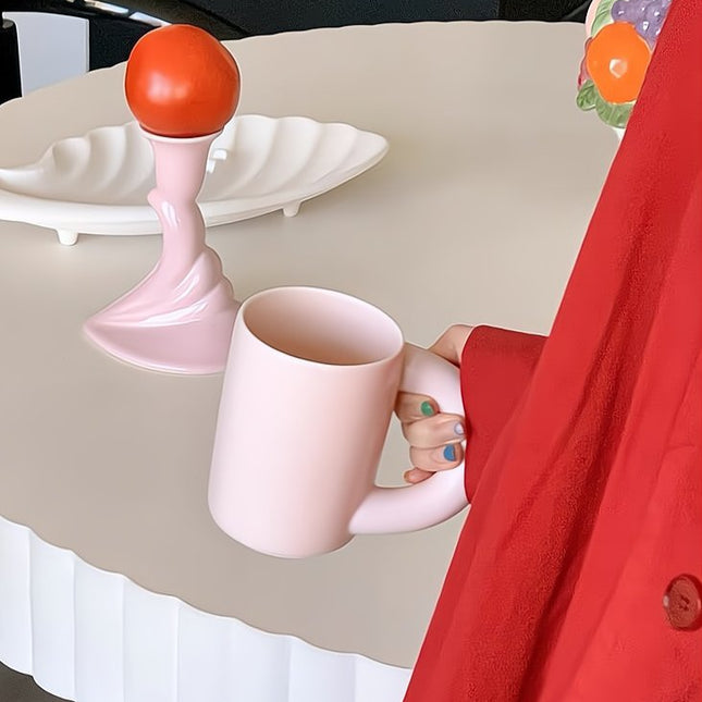 Handcrafted Ceramic Chubby Mugs with Big Twisted Handle - Unique