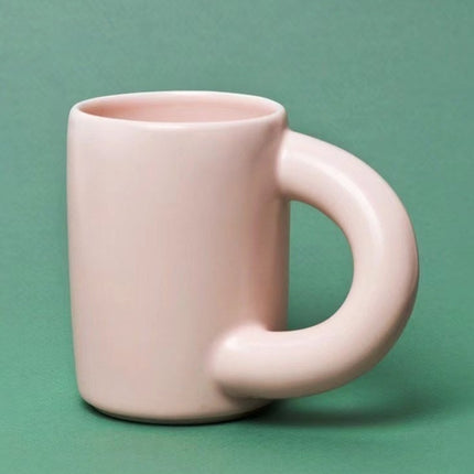 Handcrafted Ceramic Chubby Mugs with Big Twisted Handle - Unique