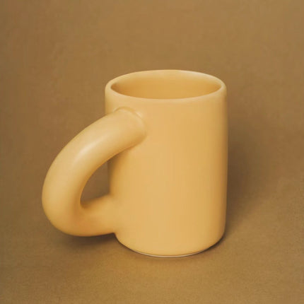 Handcrafted Ceramic Chubby Mugs with Big Twisted Handle - Unique