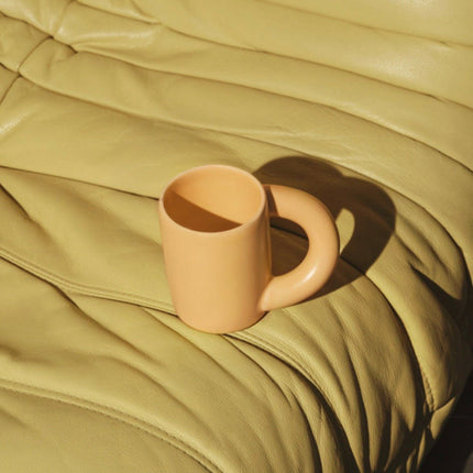 Handcrafted Ceramic Chubby Mugs with Big Twisted Handle - Unique