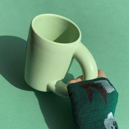 Handcrafted Ceramic Chubby Mugs with Big Twisted Handle - Unique