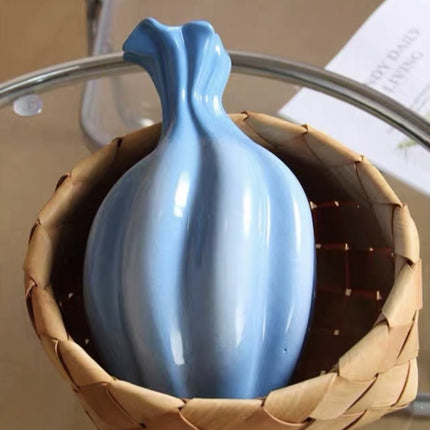 Handcrafted French Style Gradient Blue Ceramic Vase - Unique Flower Ve