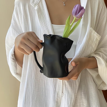 Handcrafted Nordic Style Wrinkle Pottery Jug Vase