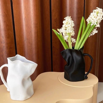 Handcrafted Nordic Style Wrinkle Pottery Jug Vase