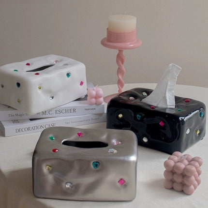 Handmade Ceramic Gemstone Tissue Box Cover