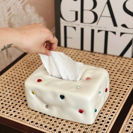 Handmade Ceramic Gemstone Tissue Box Cover