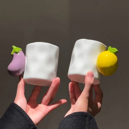 Handmade Cute Fruit Ceramic Coffee Mug, Whimsical Espresso Cups