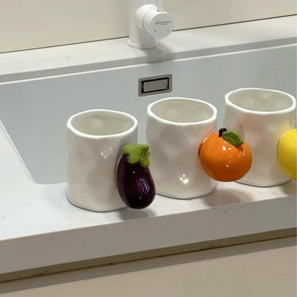 Handmade Cute Fruit Ceramic Coffee Mug, Whimsical Espresso Cups