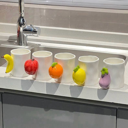 Handmade Cute Fruit Ceramic Coffee Mug, Whimsical Espresso Cups