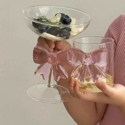 Handmade Cute Whimsical Bow Cocktail Coupe Set of 2, Elegant Wine