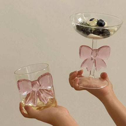 Handmade Cute Whimsical Bow Cocktail Coupe Set of 2, Elegant Wine