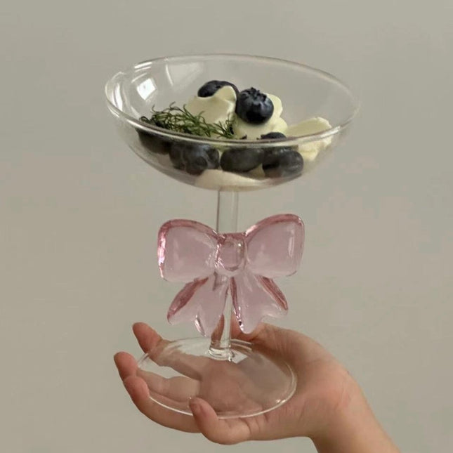 Handmade Cute Whimsical Bow Cocktail Coupe Set of 2, Elegant Wine