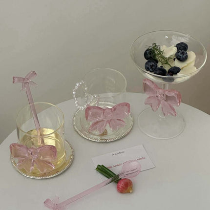 Handmade Cute Whimsical Bow Cocktail Coupe Set of 2, Elegant Wine