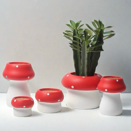 Handmade Cute Whimsical Ceramic Mushrrom Plant Flower Pot for Indoor /