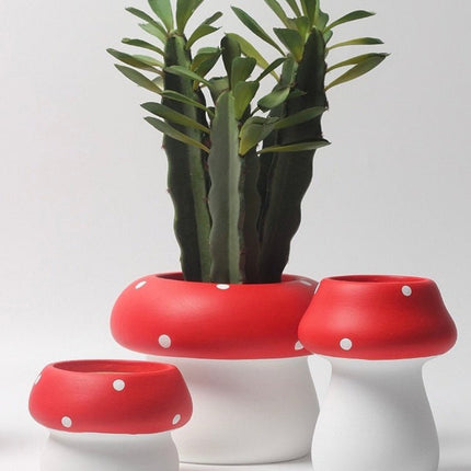 Handmade Cute Whimsical Ceramic Mushrrom Plant Flower Pot for Indoor /