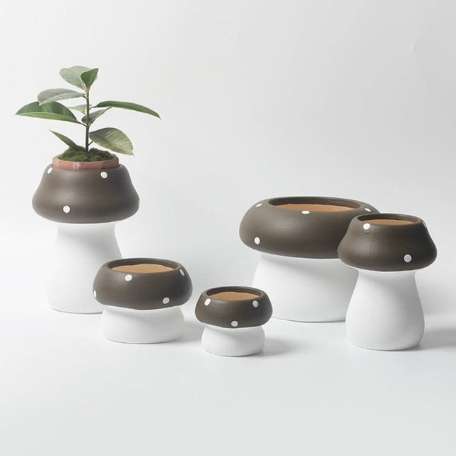Handmade Cute Whimsical Ceramic Mushrrom Plant Flower Pot for Indoor /
