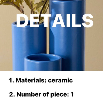 Handmade Funky Memphis Triple Stems Ceramic Vase, Decorative Flower
