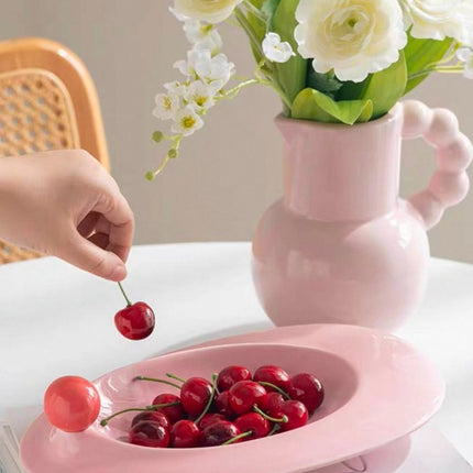 Handmade Jelly Bean Ceramic Rim Soup Bowl, Dopamine Table Setting Deco
