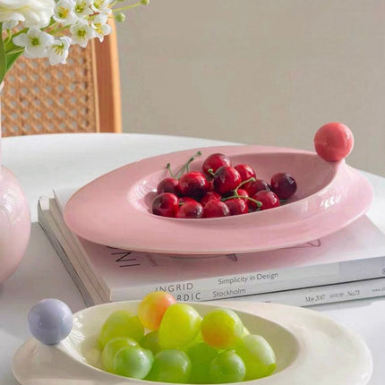 Handmade Jelly Bean Ceramic Rim Soup Bowl, Dopamine Table Setting Deco