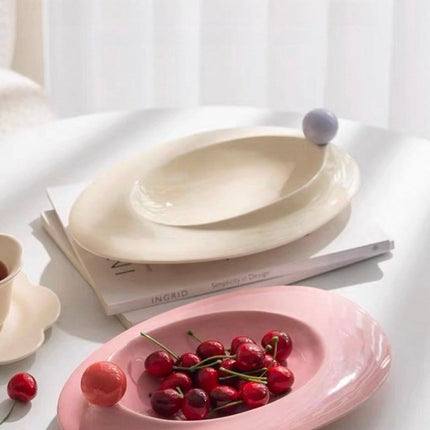 Handmade Jelly Bean Ceramic Rim Soup Bowl, Dopamine Table Setting Deco