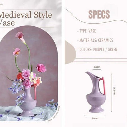 Handmade Medieval Style Ceramic Decorative Flower Vase - Glazed With