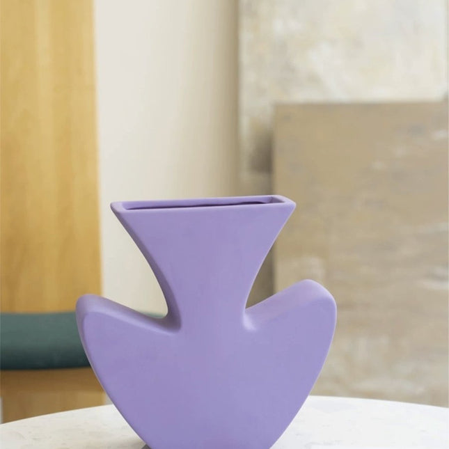 Handmade Memphis Funky Lavender Ceramic Vase, Decorative Flower Vessel