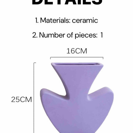 Handmade Memphis Funky Lavender Ceramic Vase, Decorative Flower Vessel