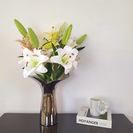 Handmade Modern Silver Bloom Vase, Ceramic Botanica Centrepiece Vase