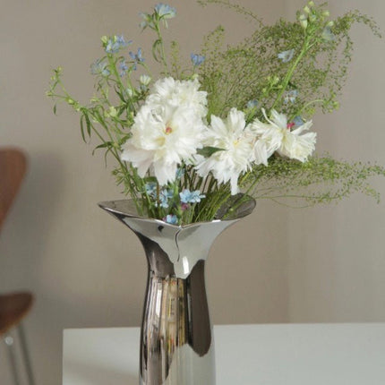Handmade Modern Silver Bloom Vase, Ceramic Botanica Centrepiece Vase
