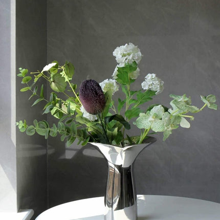 Handmade Modern Silver Bloom Vase, Ceramic Botanica Centrepiece Vase