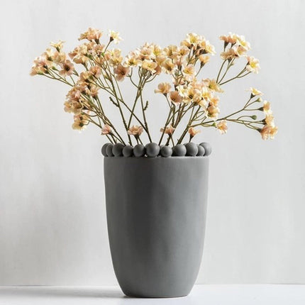 Handmade Morandi-color Pomponette Vase, Dotted Cylinder Centrepiece