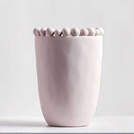 Handmade Morandi-color Pomponette Vase, Dotted Cylinder Centrepiece