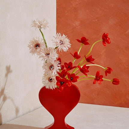 Handmade Ceramic Whimsical Eclectic Retro Heart-Shaped Flower Vase - D