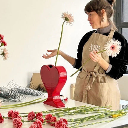 Handmade Ceramic Whimsical Eclectic Retro Heart-Shaped Flower Vase - D