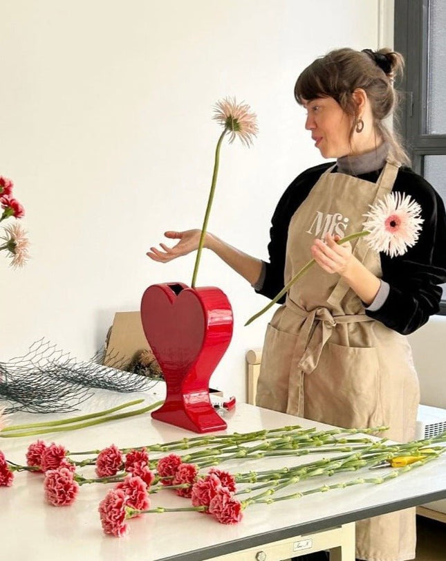 Handmade Ceramic Whimsical Eclectic Retro Heart-Shaped Flower Vase - D