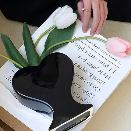 Handmade Ceramic Whimsical Eclectic Retro Heart-Shaped Flower Vase - D