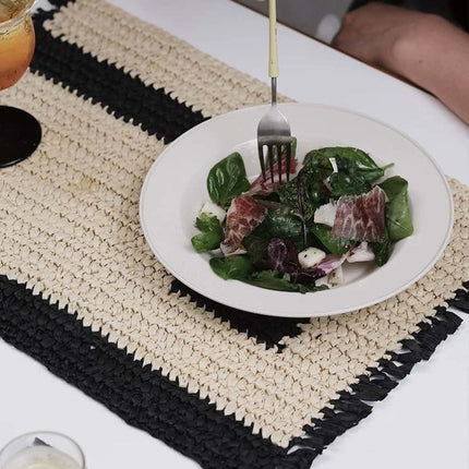 Handmade Retro Nordic Woven Reed Placemat Set of 4 Pcs for Elegant