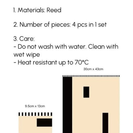 Handmade Retro Nordic Woven Reed Placemat Set of 4 Pcs for Elegant