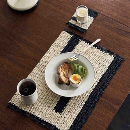 Handmade Retro Nordic Woven Reed Placemat Set of 4 Pcs for Elegant