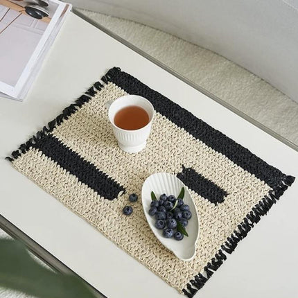 Handmade Retro Nordic Woven Reed Placemat Set of 4 Pcs for Elegant