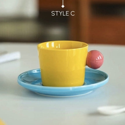 Handmade Skittles Coffee Mug With Saucer - Cute Dopamine Espresso Cup