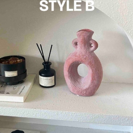 Handmade Wabi Sabi Abstract Pottery Vase, Crude Rustic Decorative