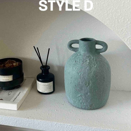 Handmade Wabi Sabi Abstract Pottery Vase, Crude Rustic Decorative
