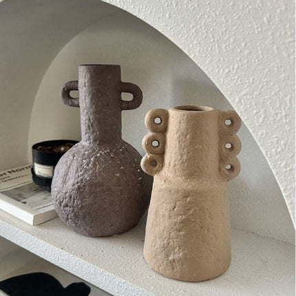 Handmade Wabi Sabi Abstract Pottery Vase, Crude Rustic Decorative
