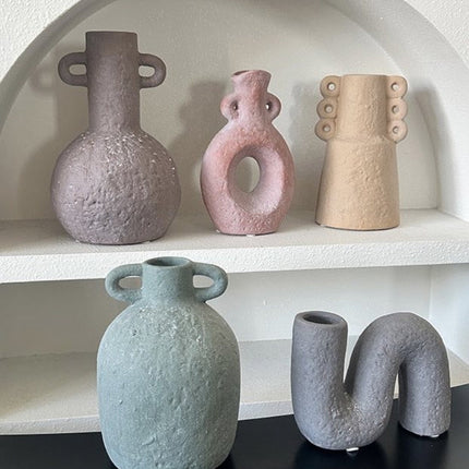 Handmade Wabi Sabi Abstract Pottery Vase, Crude Rustic Decorative